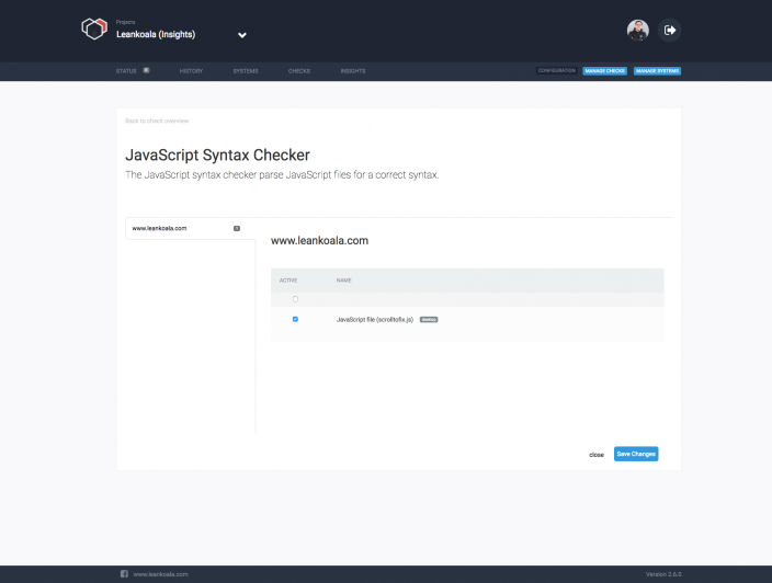 JavaScript Syntax Checker Screenshot